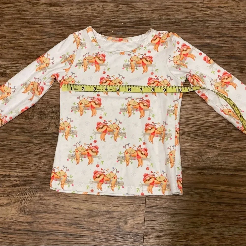 Charlie’s Project Sloth Christmas Holiday Pajamas White Orange Red Size 2T